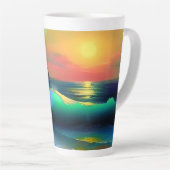 Tasse Latte Vagues océaniques dramatiques et reflet des couche (Angle droit)