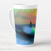 Tasse Latte Vagues océaniques dramatiques et reflet des couche (Angle gauche)