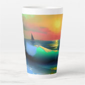 Tasse Latte Vagues océaniques dramatiques et reflet des couche (Devant)