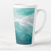 Tasse Latte Vagues océaniques sarcelle abstraites (Droite)