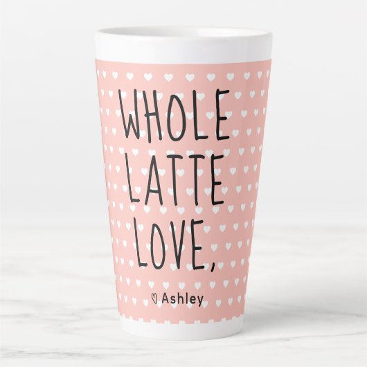 Tasse Latte Valentine entier Latte Love Noir Script Rose (Devant)
