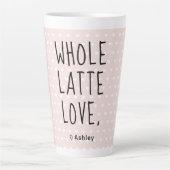 Tasse Latte Valentine entier Latte Love Noir Script Rose (Devant)