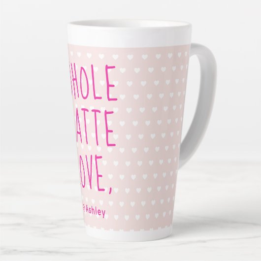 Tasse Latte Valentine entier Latte Love Script Hot Pink (Angle droit)