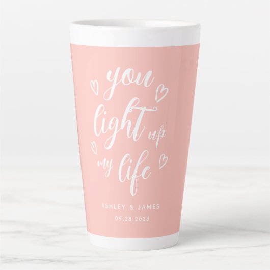 Tasse Latte Valentine, tu illumines ma vie rose (Devant)
