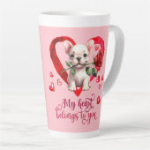 Tasse Latte Valentines de l'Aquarelle de Chien-taureau françai (Angle droit)