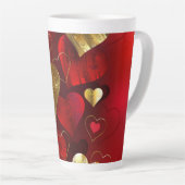 Tasse Latte Valentines dorées et rouges (Angle droit)