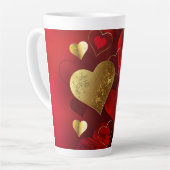 Tasse Latte Valentines dorées et rouges (Angle gauche)