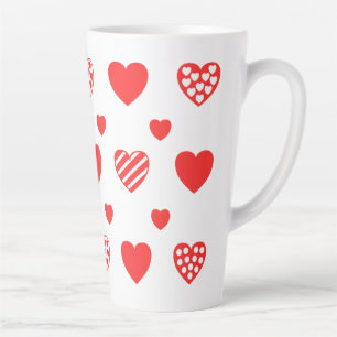 Tasse Latte Valentines jour Coeurs mignons blanc 2 motifs