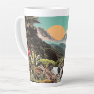 Tasse Latte Vallée Tropicale Surréaliste Avec Cascades