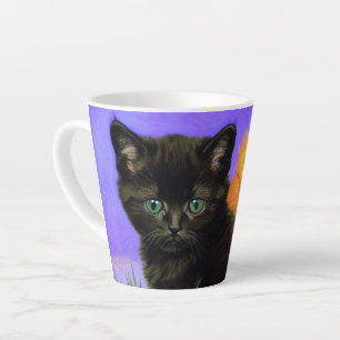 Tasse Latte Van Gogh Kitten noir avec des tournesols
