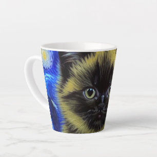 Tasse Latte Van Gogh Starry Nuit Siamese Cat