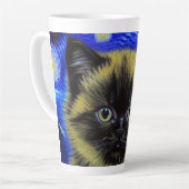 Tasse Latte Van Gogh Starry Nuit Siamese Cat (Angle gauche)