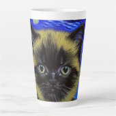 Tasse Latte Van Gogh Starry Nuit Siamese Cat (Devant)