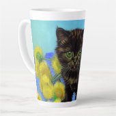 Tasse Latte Van Gogh Style Chat avec tournesol (Angle gauche)