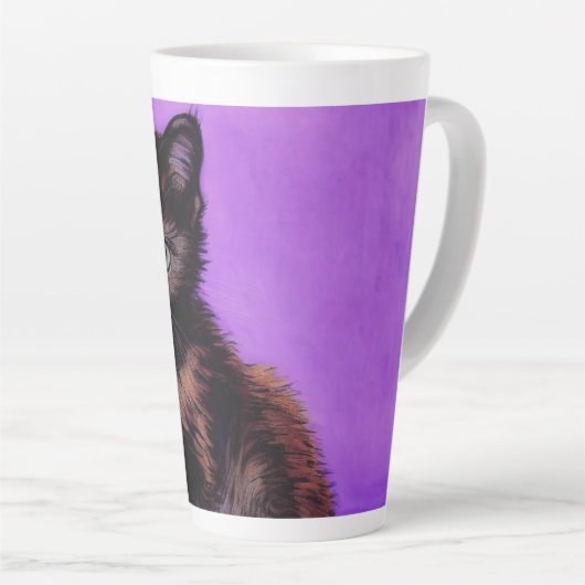 Tasse Latte Van Gogh Style Chat pourpre (Angle droit)