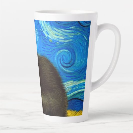 Tasse Latte Van Gogh Style Starry Night Cat (Droite)