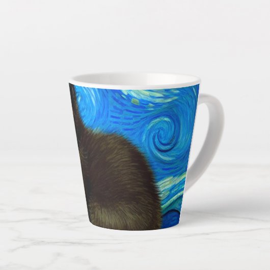 Tasse Latte Van Gogh Style Starry Night Cat (Angle droit)
