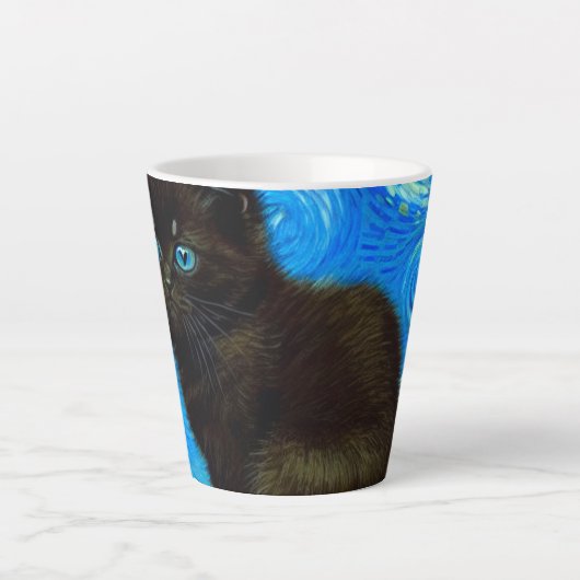 Tasse Latte Van Gogh Style Starry Night Cat (Devant)