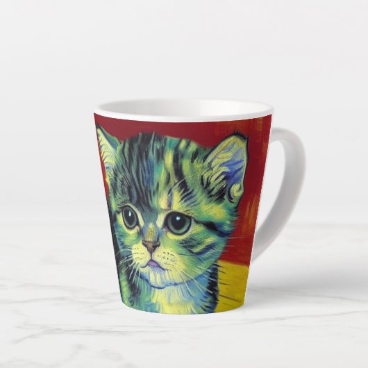 Tasse Latte Van Gogh Tabby Cat (Angle droit)