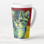 Tasse Latte Van Gogh Tabby Cat (Angle droit)