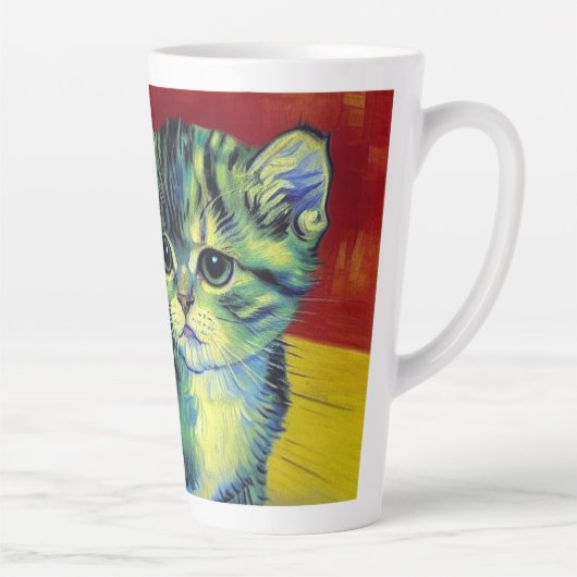 Tasse Latte Van Gogh Tabby Cat (Droite)