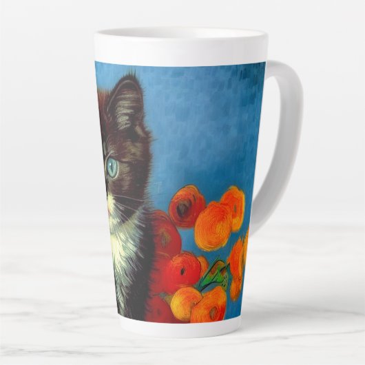 Tasse Latte Van Gogh Tuxedo Cat (Angle droit)