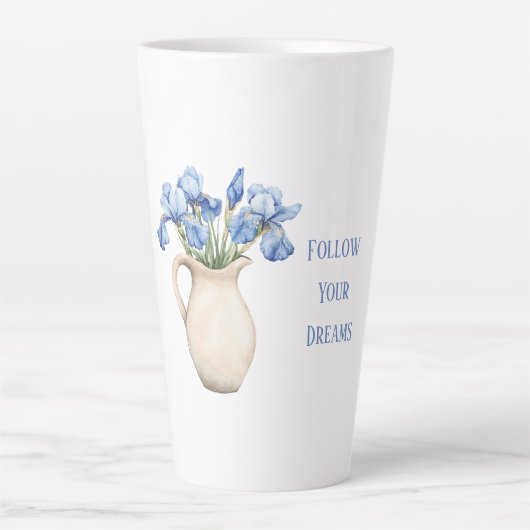 Tasse Latte Vase Crème Fleurs d'Iris Violet (Devant)