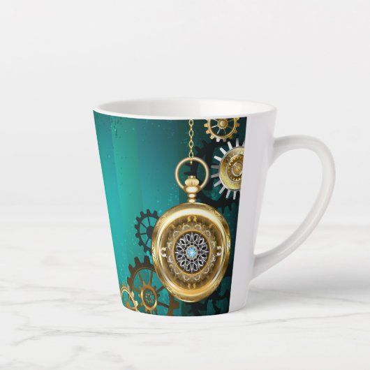 Tasse Latte Veille bijoux Steampunk sur un Arrière - plan vert (Droite)