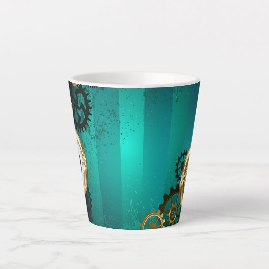 Tasse Latte Veille bijoux Steampunk sur un Arrière - plan vert (Devant)