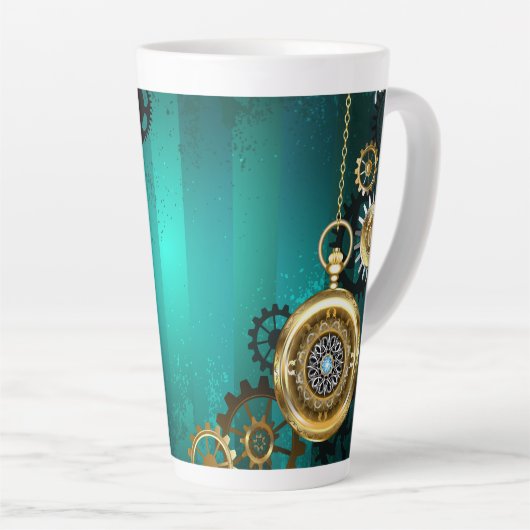 Tasse Latte Veille bijoux Steampunk sur un Arrière - plan vert (Angle droit)
