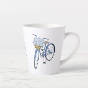 Tasse Latte Vélo avec panier d'hortensias Fleur céramique amat