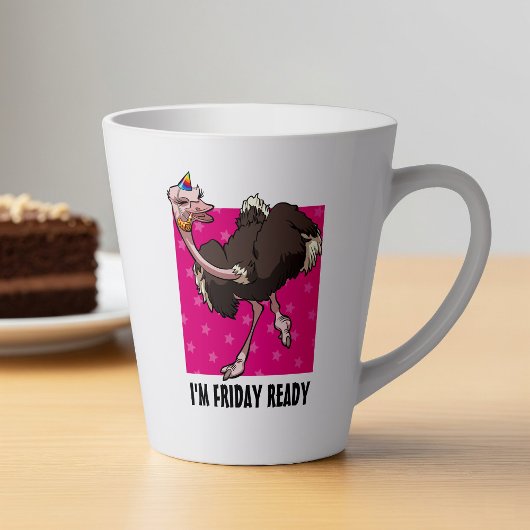 Tasse Latte Vendredi Citation Funny Dancing Party Ostrich Dess