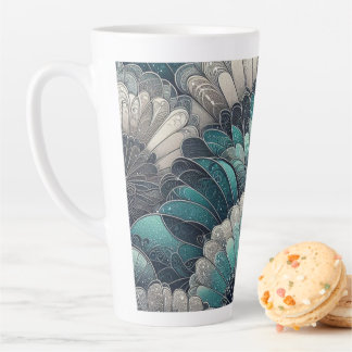 Tasse Latte Ventilateurs vintages Art Nouveau Bleu Argent