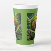 Tasse Latte Vénus Flytrap Floral Vert et Rouge (Devant)