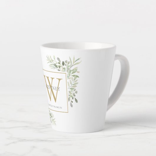 Tasse Latte Verdure moderne Monogramme Or Élégant (Angle droit)