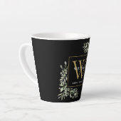 Tasse Latte Verdure moderne Monogramme or Élégant latte noir (Angle gauche)