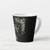 Tasse Latte Verdure moderne Monogramme or Élégant latte noir (Angle droit)