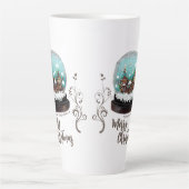 Tasse Latte Verre Snowball Village d'hiver Foliing Noël (Devant)