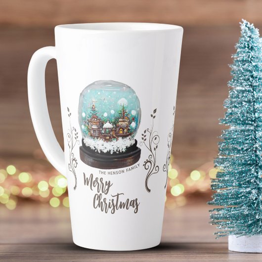 Tasse Latte Verre Snowball Village d'hiver Foliing Noël
