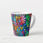 Tasse Latte Verre Tissé Avec Oiseau Et Fleurs (Angle droit)