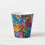 Tasse Latte Verre Tissé Avec Oiseau Et Fleurs (Devant)