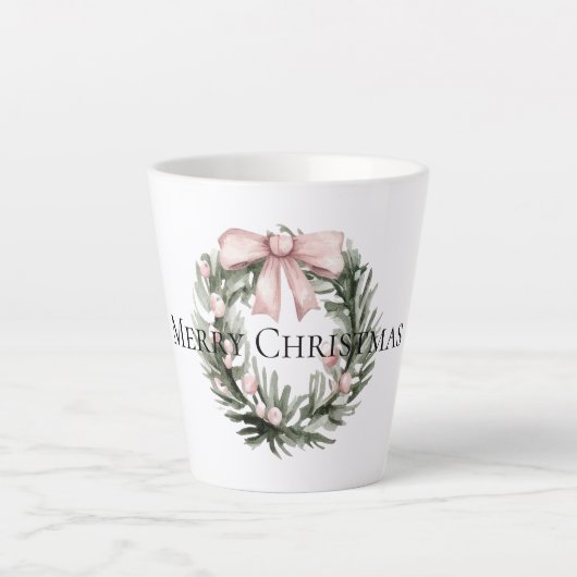 Tasse Latte Verre verte rose de Noël (Devant)