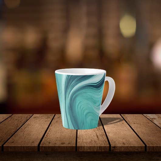 Tasse Latte Versement de liquide sarcelle abstrait
