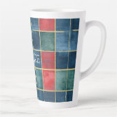 Tasse Latte Vert Bleu Rouge Or Carreaux Rayures (Droite)