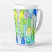 Tasse Latte Vert Jaune mignon Moderne Tropical Boho Feuille (Angle droit)