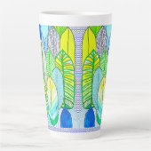 Tasse Latte Vert Jaune mignon Moderne Tropical Boho Feuille (Devant)