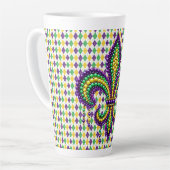 Tasse Latte Vert jaune pourpre Mardi Gras fleur de lis (Angle gauche)