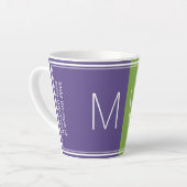 Tasse Latte Vert pourpre | Moderne | Motivation | MONOGRAMME (Angle gauche)