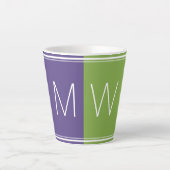 Tasse Latte Vert pourpre | Moderne | Motivation | MONOGRAMME (Devant)