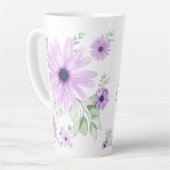 Tasse Latte Vert violet personnalisé, Fleurs aquarelles (Angle gauche)
